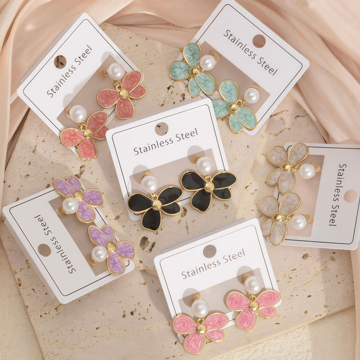 Wholesale Oil Drop Earrings Love Bow Flower Earrings