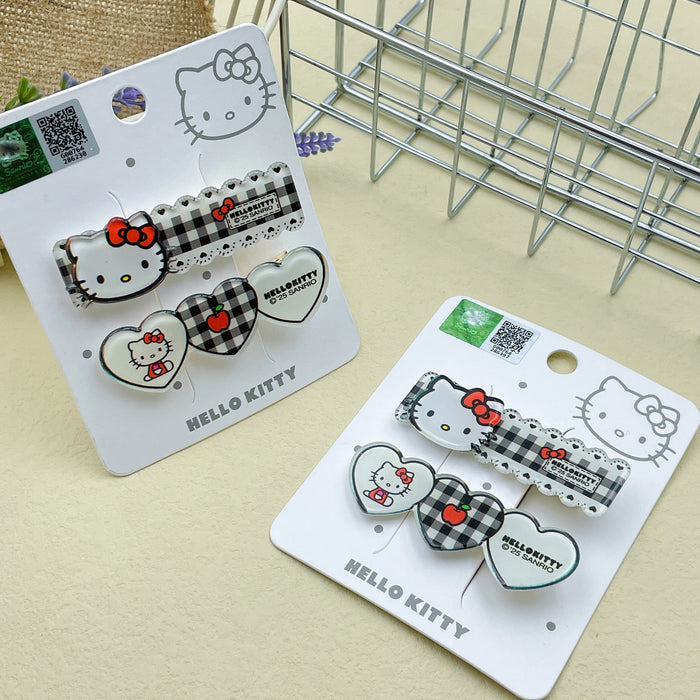 Wholesale Cute cartoon checkered heart-shaped side hair clip