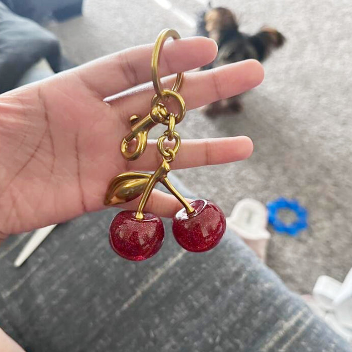 Wholesale cherry key chain high-grade lobster buckle cherries bag pendant pendant