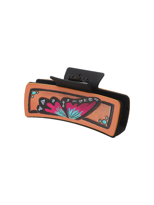 Wholesale Western Style Leather Hairpin Cactus Butterfly Shark Clip Women Grab Clip