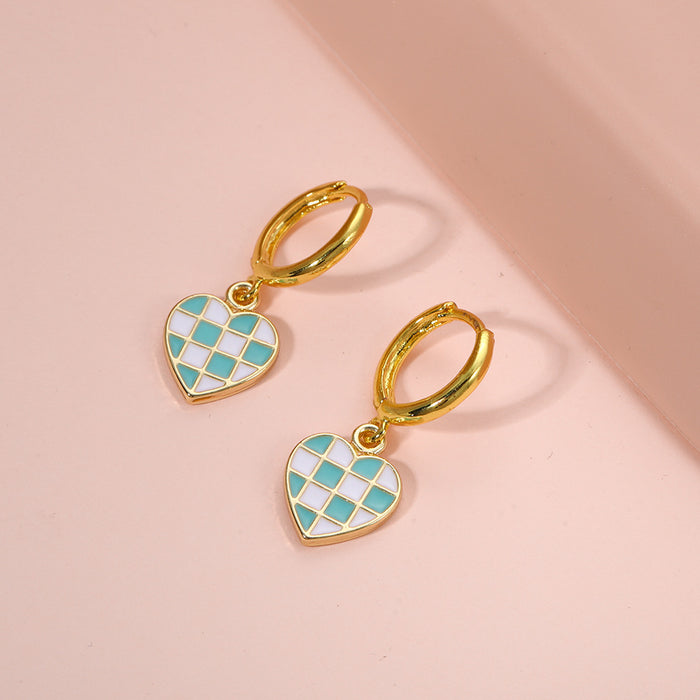 Wholesale   box pattern earrings personalized Joker geometric drop oil earrings spot