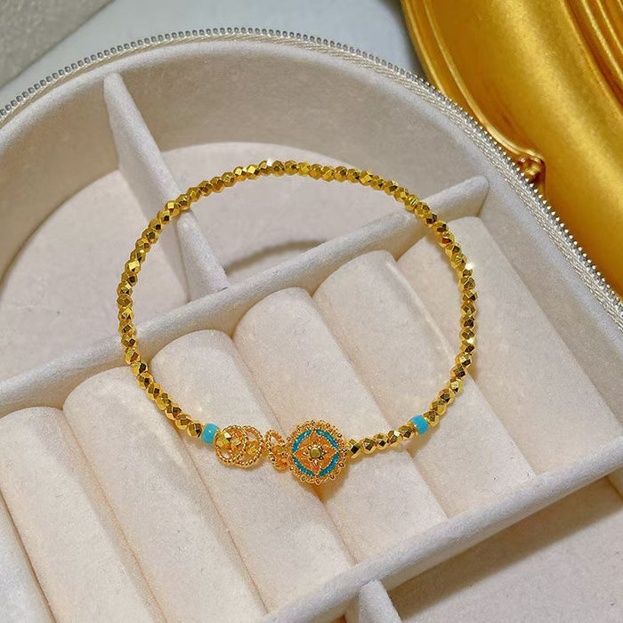 Wholesale Retro gold bead hollow four leaf clover light luxury fashion high-end bracelet accessory