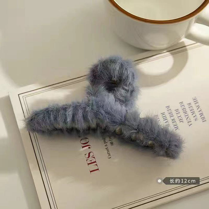 Wholesale Large plush claw clip,  brown color