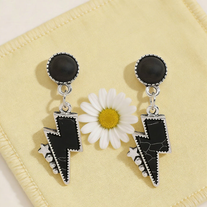 Wholesale Lightning Turquoise Geometric Earrings Ethnic Style Fashion Jewelry