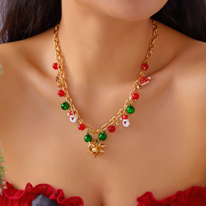 Wholesale Christmas Santa Snowman Pendant Necklace Travel Souvenir Jewelry Accessory Gift