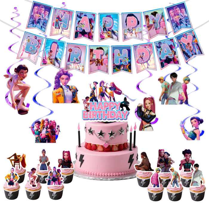 Wholesale KPOP Theme Birthday Party Decoration Supplies Scene Decoration Five Piece Set