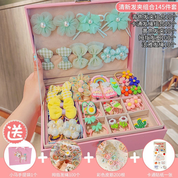 Wholesale Children' s New Headwear Girl Birthday Gift Jewelry Box Princess Girl Hair Accessories Set Gift Box Baby Hair Clip