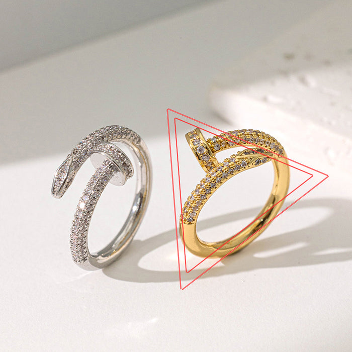 Wholesale  Nail No Falling Color Micro-inlaid Broken Diamond Ring  Copper Material Ring