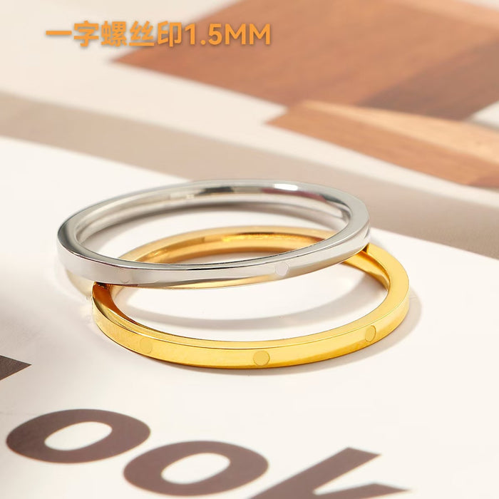 Wholesale New minimalist plain ring titanium steel ring for men and women, niche design, gold-plated minimalist versatile ring