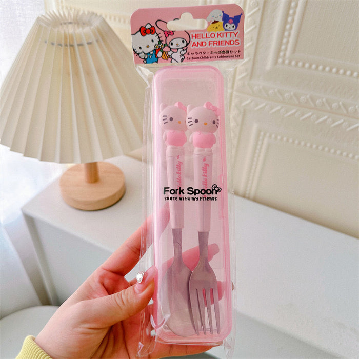 Wholesale Cartoon Printed Stainless Steel Cutlery Two-piece Set JDC-SN-Kameng001