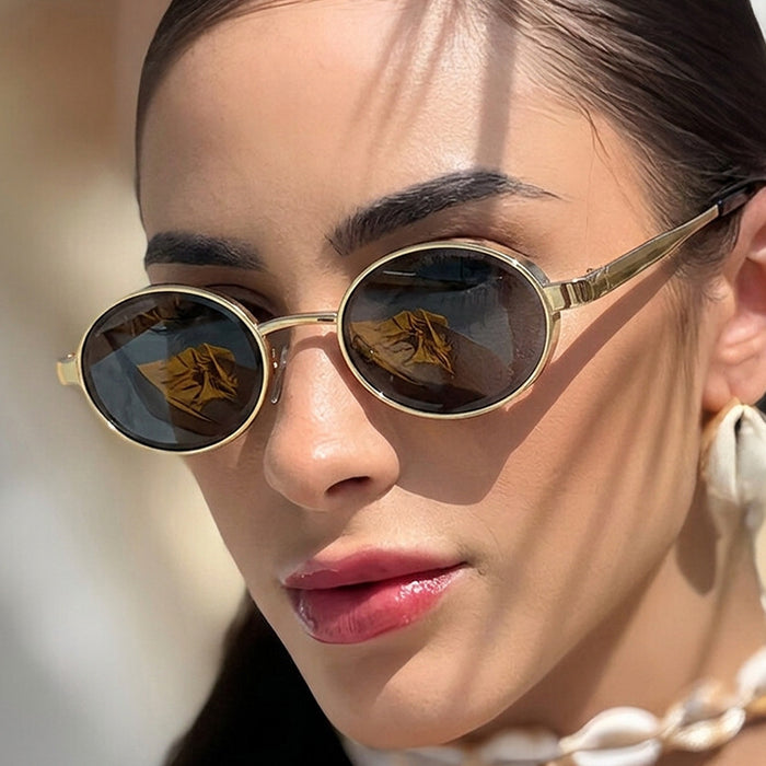 Wholesale Retro Punk Oval Metal Sunglasses Fashion UV400 Sunscreen