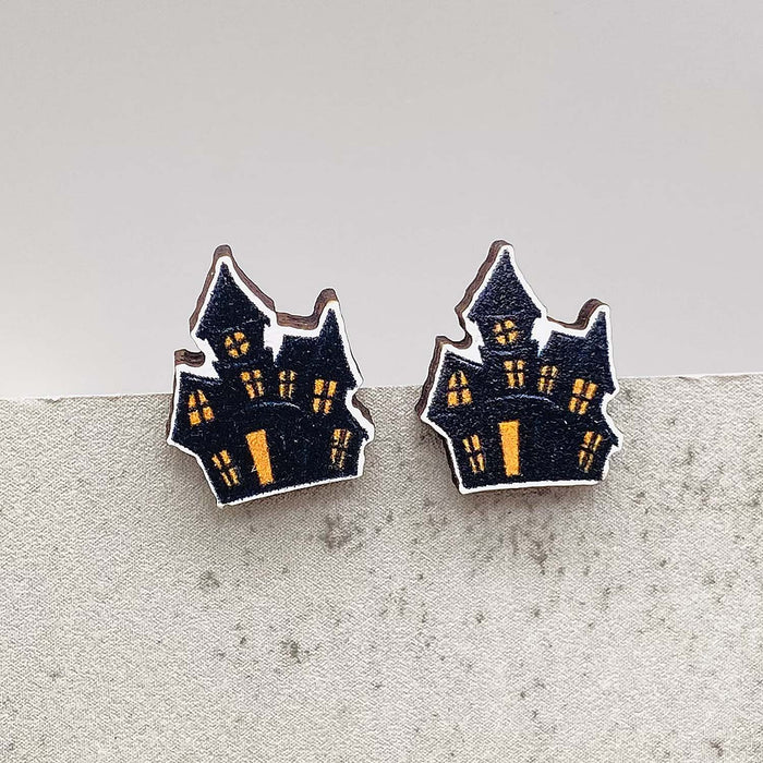 Wholesale  Earrings Horror Pumpkin Ghost Bat Wooden Earrings  Night Jewelry