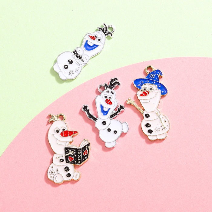 Wholesale retention animation cartoon snow treasure snowman jewelry pendant diy earrings drop oil creative cute bracelet pendant