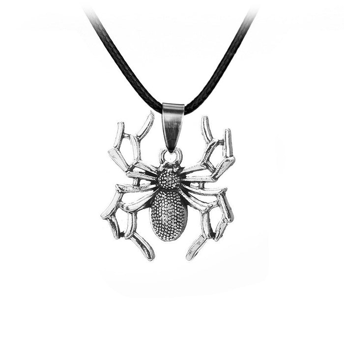 Wholesale flat spider necklace  three-dimensional spider men's necklace