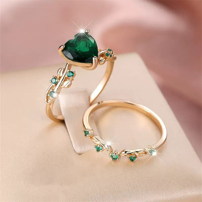 Wholesale Retro high-end heart-shaped fashion 2-piece women's ring set