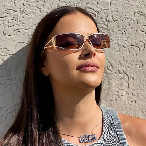 Wholesale Sunglasses technology retro narrow frame sunglasses hollow metal outdoor cycling mirror