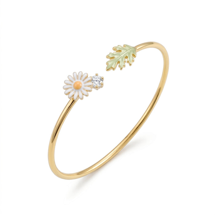 Wholesale Copper Electroplated Open Flower Cuff Bracelet Women S Stylish Botanical Jewelry Accessory For Resale
