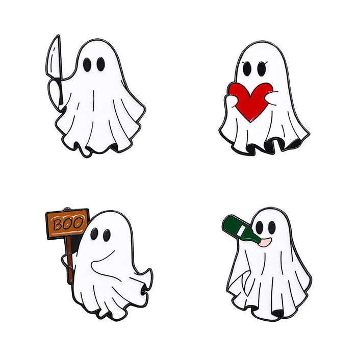 Wholesale  Ghost Brooch Cartoon Cute Badge Bookbag Buckle Pure Sweet Alloy Oil Dropping Clothes Decoration Accessories