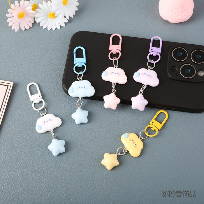 Wholesale Resin Cartoon Star And Cloud Speechless Keychain For Students And Couples