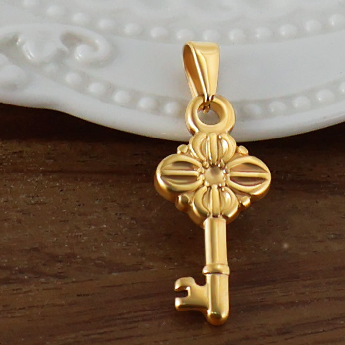 Wholesale 6pcs/set stainless steel key love anchor cross pendant titanium steel plated 24K gold