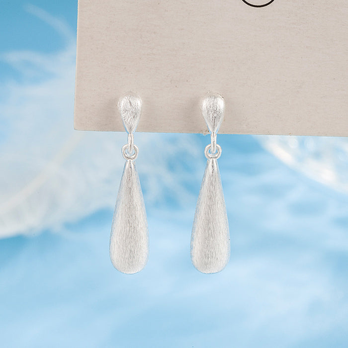 Wholesale Brushed water drop earrings girls' long simple design elegant earrings high-grade