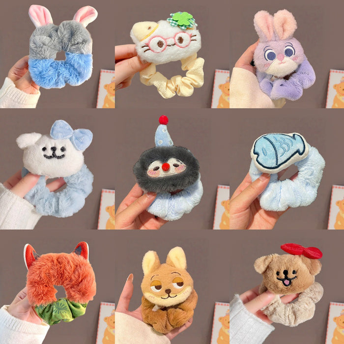 Wholesale Cute penguin and fish plush cartoon  hair scrunchies