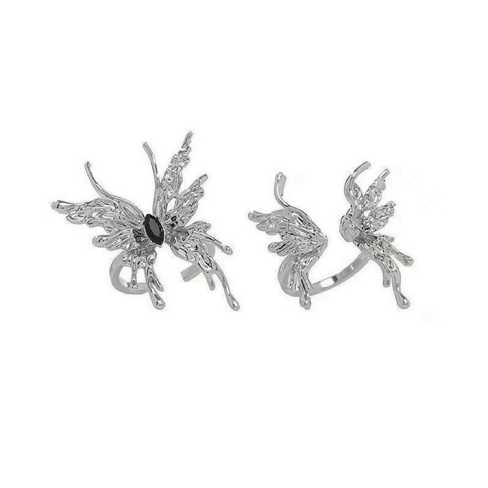 Wholesale Small niche design, high-end liquid butterfly opening ring, personalized index finger ring