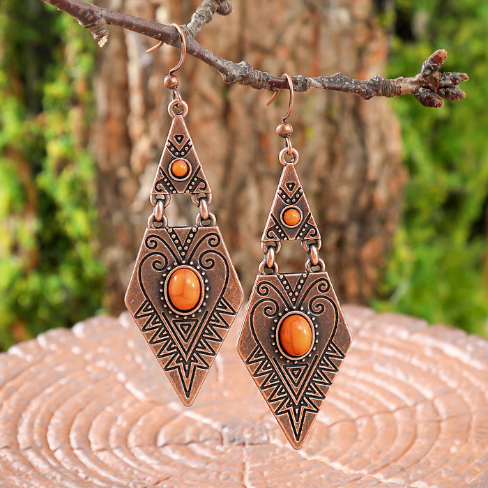 Wholesale Ancient Silver Zinc Alloy Bohemian Triangle Earrings Geometric Retro Fashion Accessory MOQ≥2