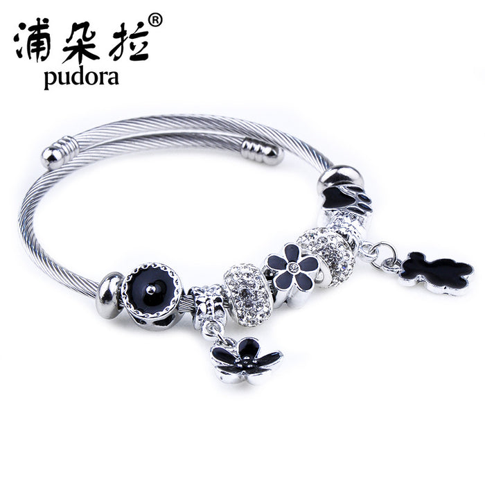 Wholesale New stainless steel bracelet, fashionable DIY bead bracelet, minimalist design