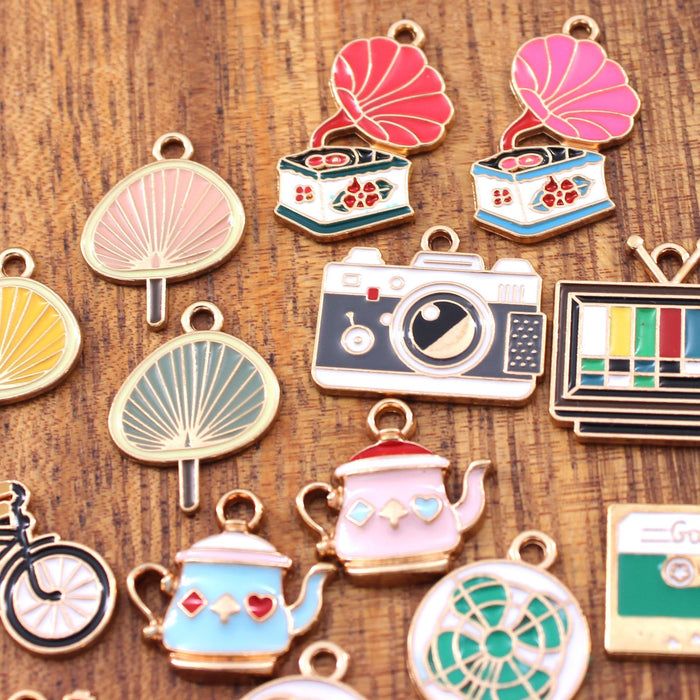 Wholesale 10pcs Nostalgic sewing machine twenty-eight Rod diy alloy oil earrings pendant key chain pendant jewelry accessories