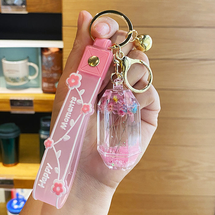 Wholesale Oil-flowing Quicksand Sakura Keychain