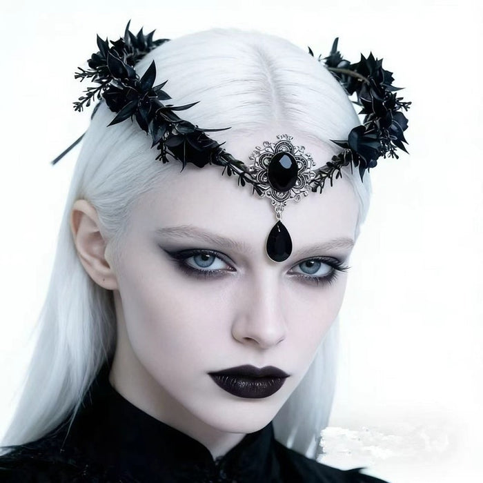 Wholesale Gothic  Headband With n And Retro Elf Forehead Pendant Metal Handmade Hair Accessory