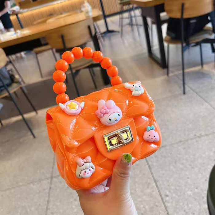 Wholesale Cute cartoon jelly bag diamond chain small square bag mini pearl portable messenger bag