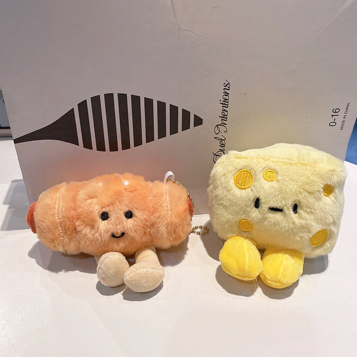 Wholesale cheese plush pendant hamburger doll ham sausage doll cartoon keychain plush toy
