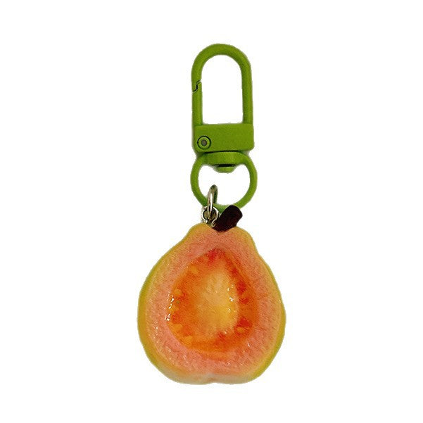 Wholesale Pastoral Half Cut Guava Resin Keychain Pendant Stylish Bag Charm Gift