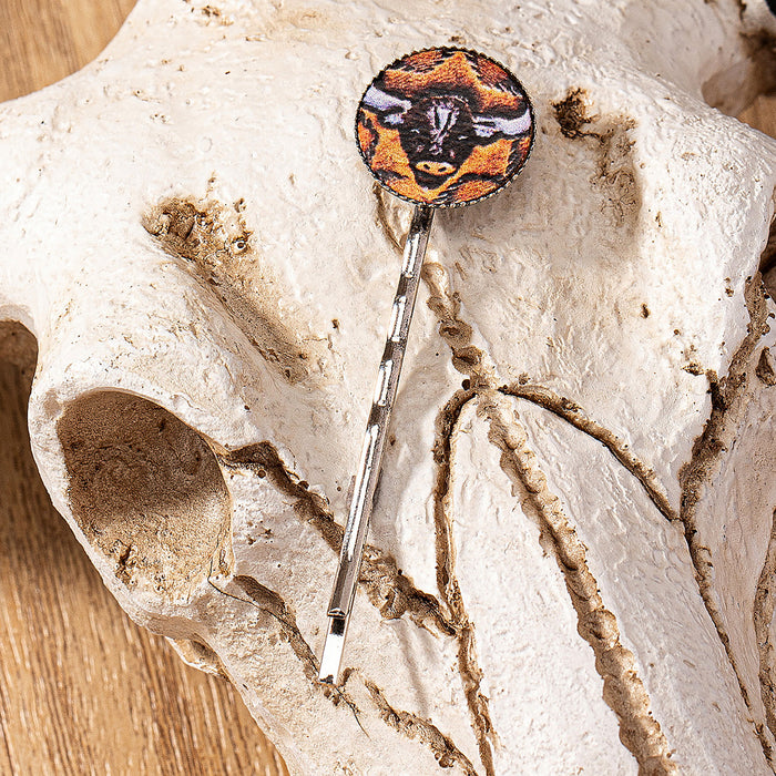 Wholesale western style cow head sunflower pattern printing hairpin