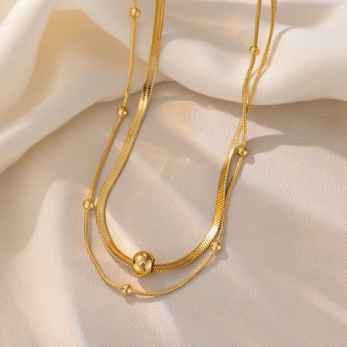 Wholesale 2pcs Simple and stylish  snake chain cross- hop jewelry chain set stainless steel chain necklace