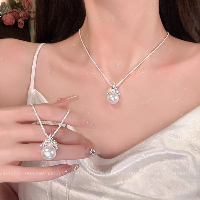 Wholesale Pearl temperament zircon necklace, collarbone chain, necklace pendant, light luxury, niche accessories