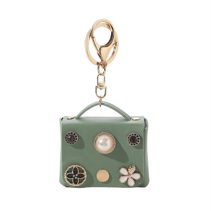 Wholesale PU Cartoon Inlaid Pearl Coin Purse Keychain JDC-KC-RongRui001