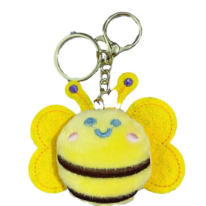 Wholesale Cartoon plush doll keychain cute bee key doll pendant clothing bag accessories