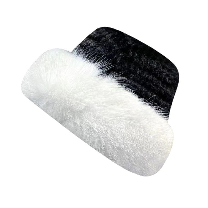 Wholesale Women's Winter Trendy Fleece-lined Warm Fisherman's Hat Raccoon Fur Ear Protection Small Pumpkin-shaped Hat Autumn/winter