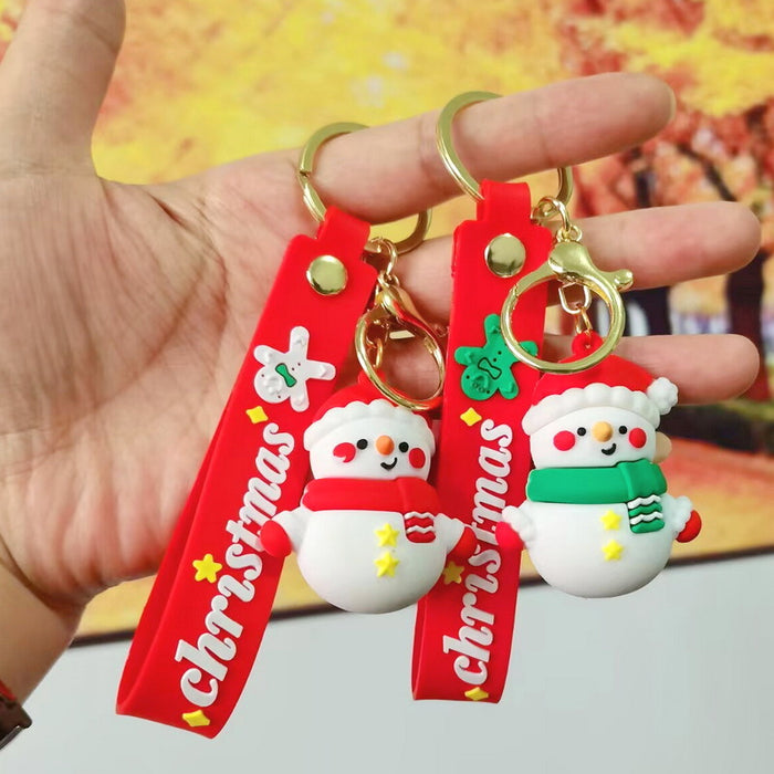 Wholesale Silicone Christmas Keychain Cute Cartoon Pendant