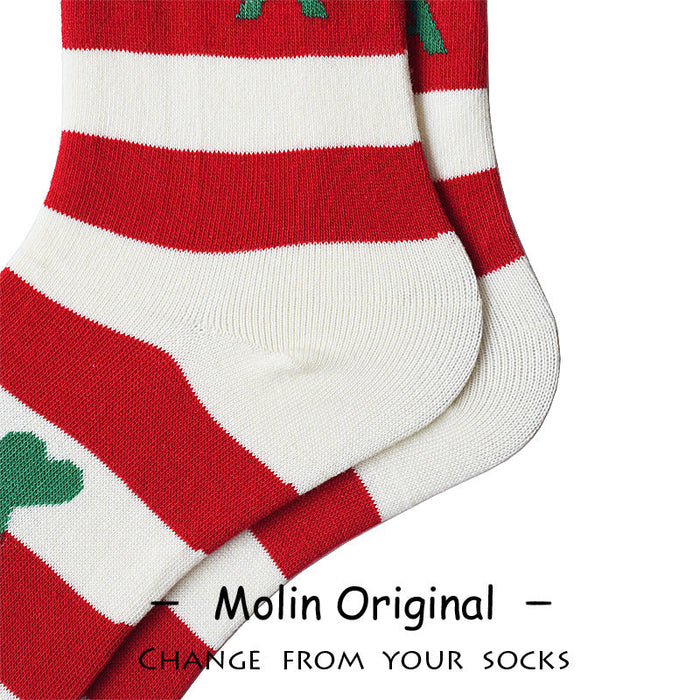 Wholesale Socks Cotton Red Green White Striped Love Letters JDC-SK-MoX005