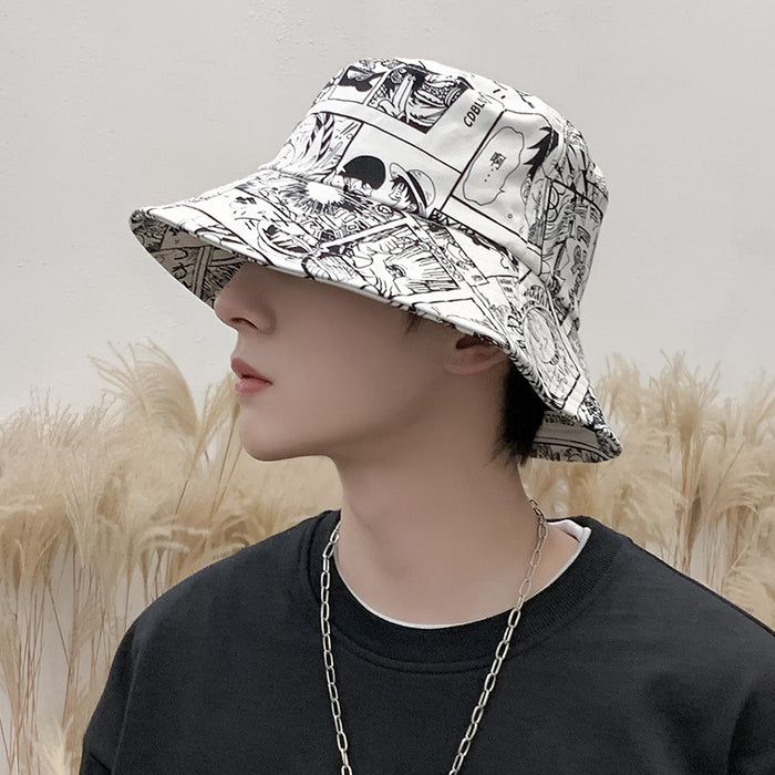 Wholesale Summer Hat Anime Printed Fisherman Hat Men's and Women's Travel Casual Basin Hat Sunscreen Sunshade Hat