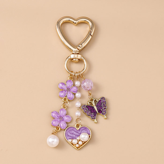 Wholesale Butterfly Heart Flower Metal Keychain