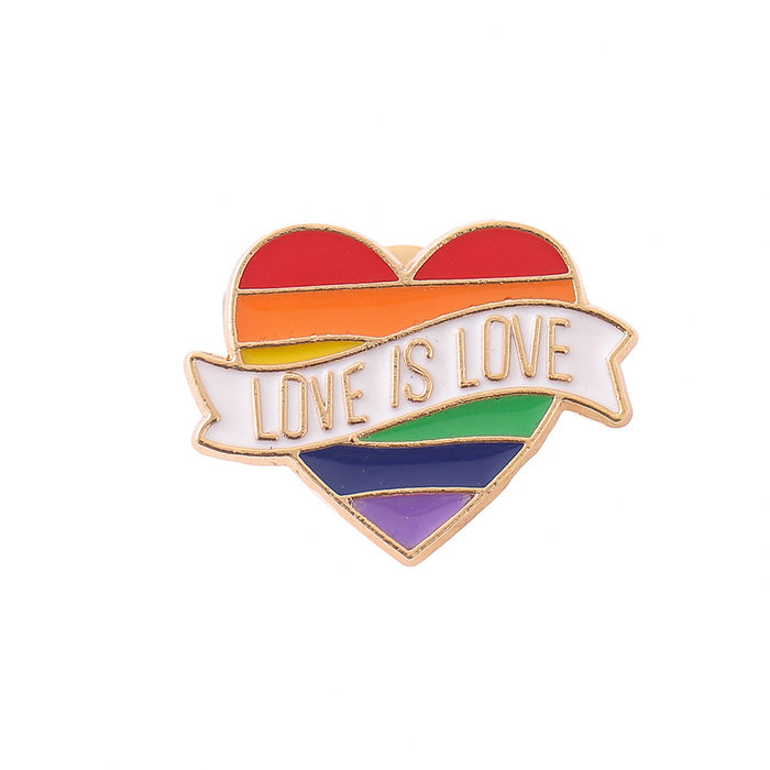 Wholesale Rainbow Love Letter Metal Badge JDC-BC-NanLuo003