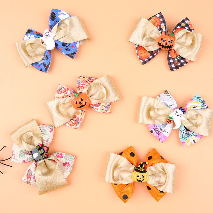 Wholesale Cross-Border New Children' s Bow Hairpin  Pumpkin Head Witch Hat Creative Funny Duckbill Clip Hair Accessories
