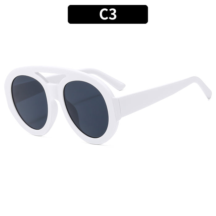 Wholesale Retro Double Bridge Large Round Frame PC Sunglasses JDC-SG-XIa086