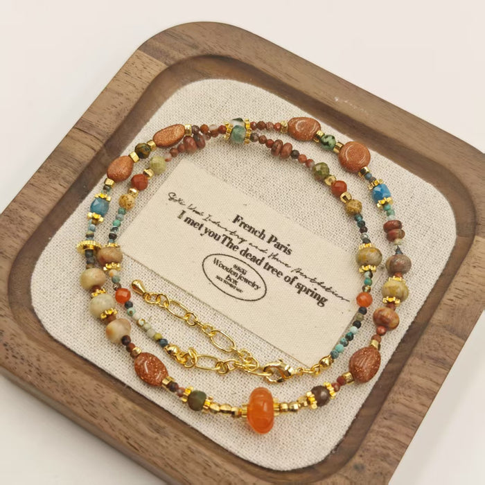 Wholesale Natural stone bead necklace original design necklace bracelet set fashionable and versatile