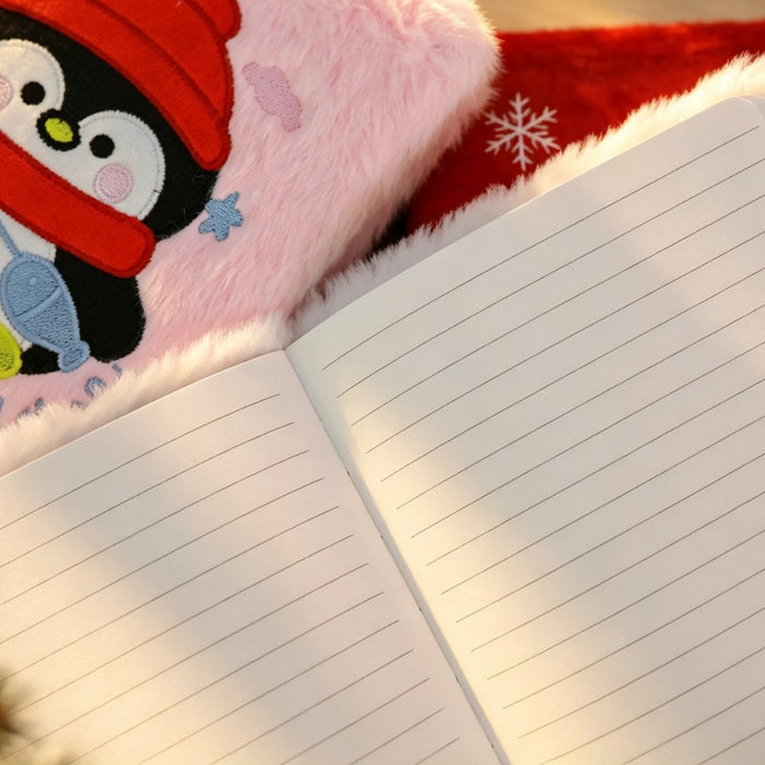 Wholesale Plush Furry Notebook with Embroidery Cute Christmas Design